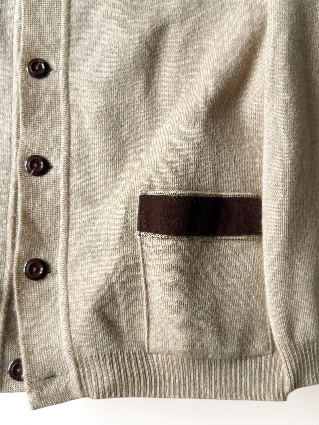 VINTAGE LEATHER SWITCHING KNIT CARDIGAN