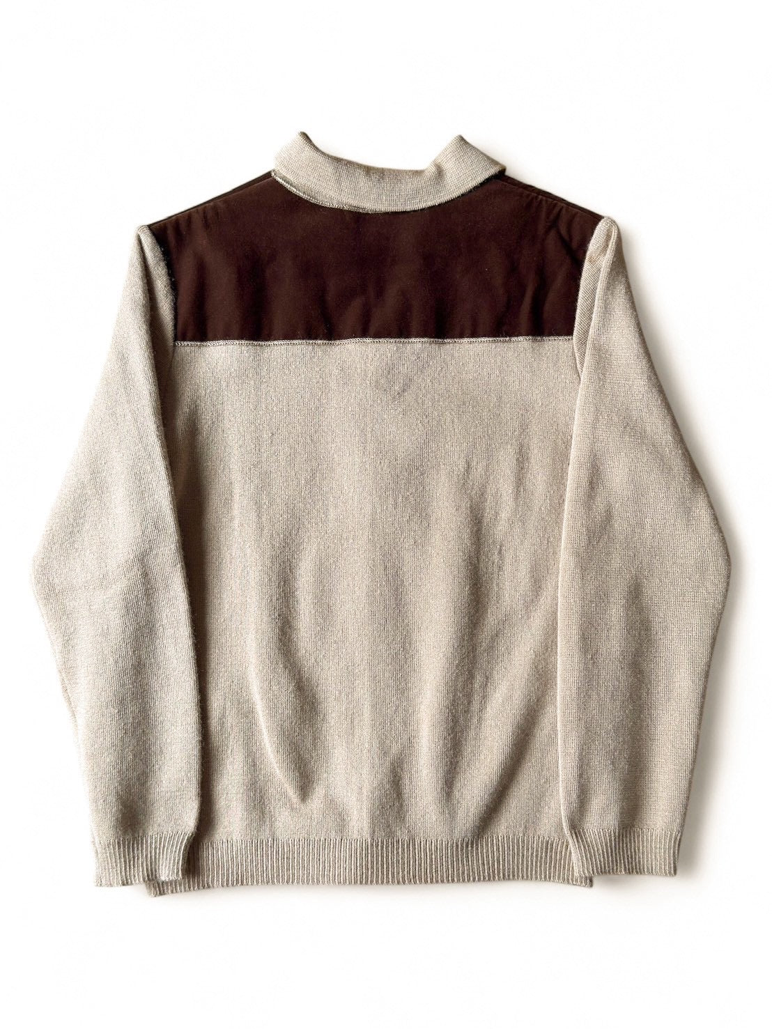 VINTAGE LEATHER SWITCHING KNIT CARDIGAN