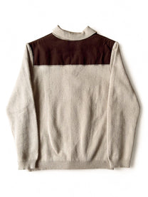 VINTAGE LEATHER SWITCHING KNIT CARDIGAN