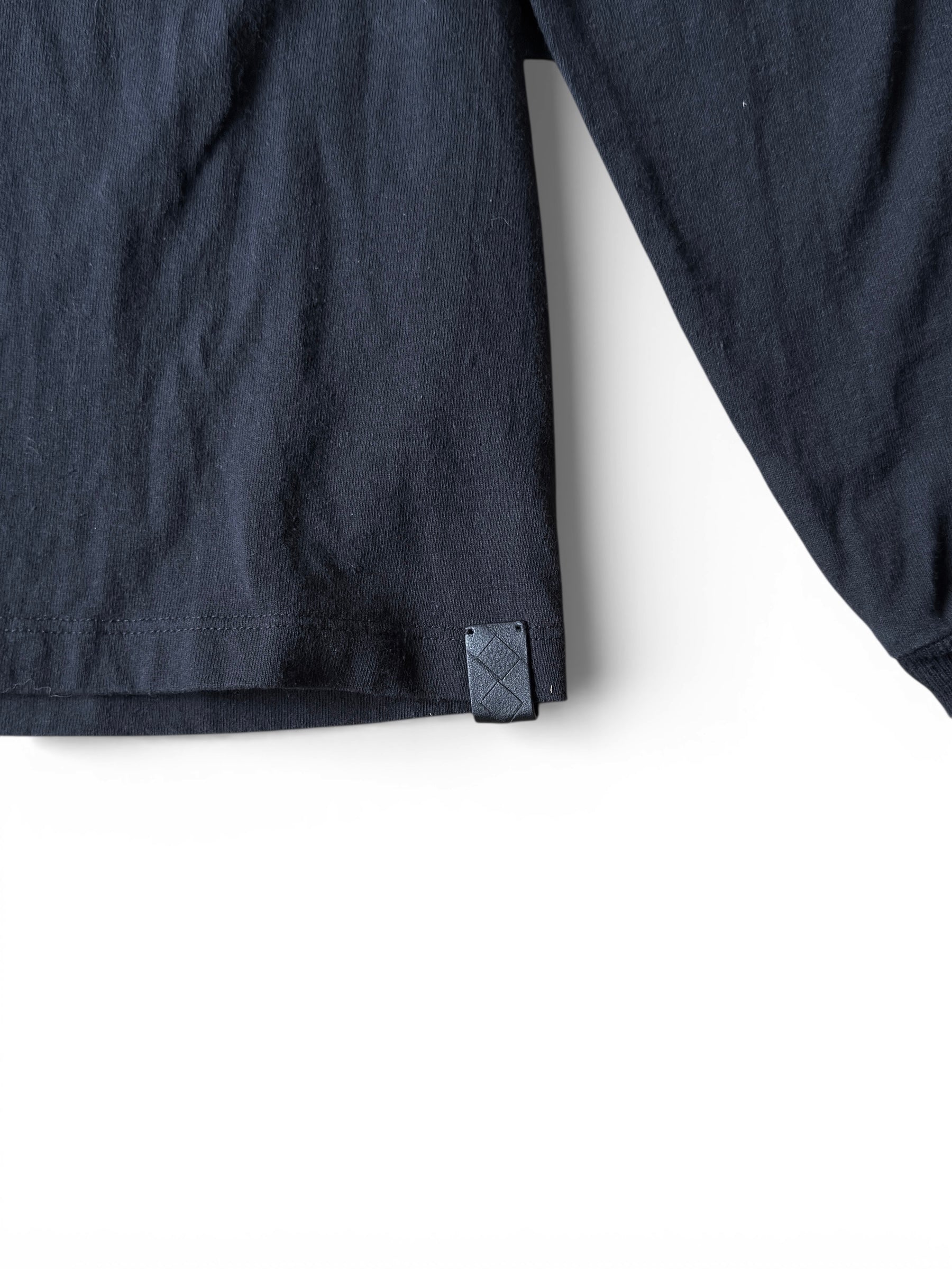 "BOTTEGA VENETA" INTRECCIATO LEATHER PATCH CREW NECK LONG T-SHIRT