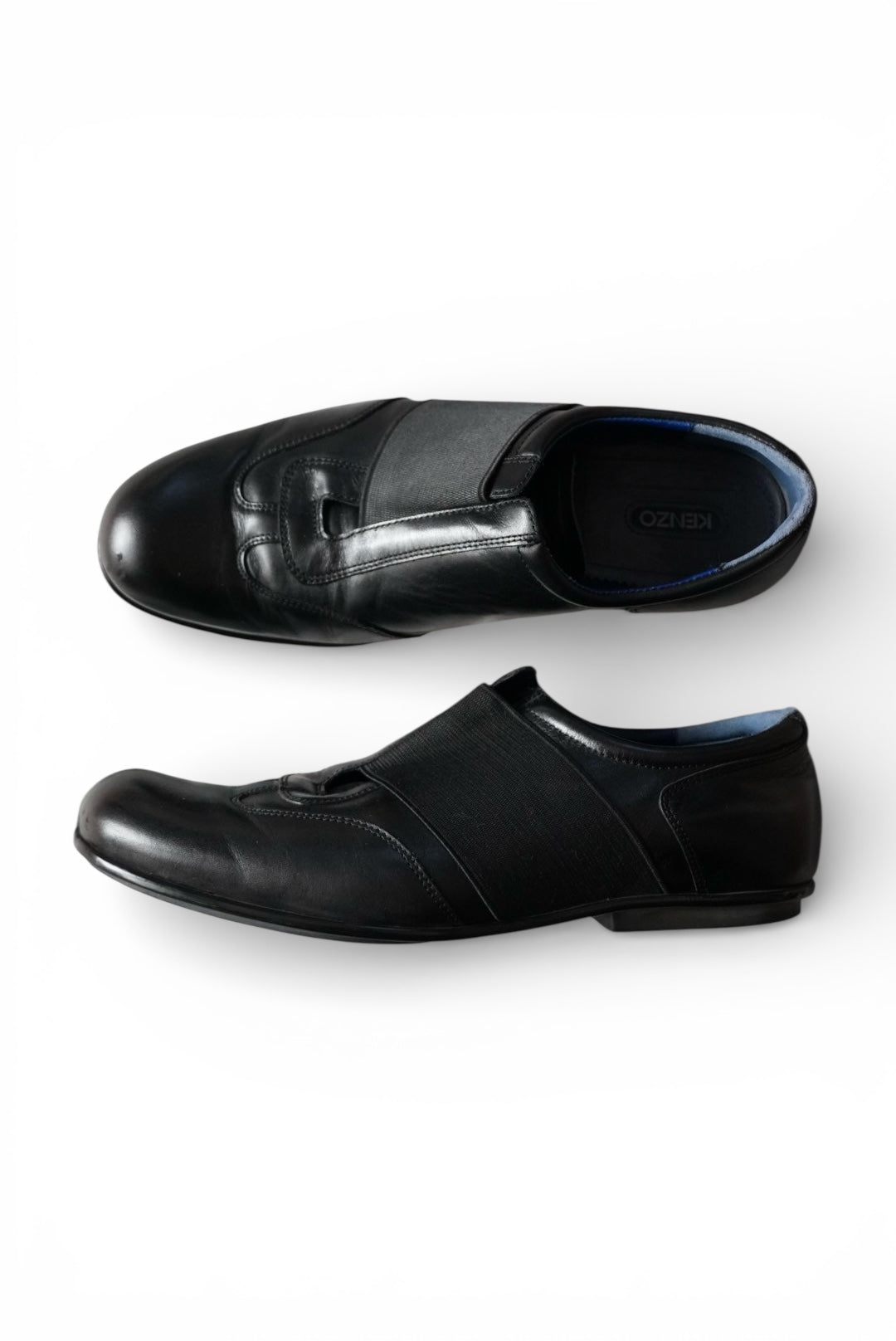 "KENZO" ROUND-TOE LEATHER SLIP-ONS